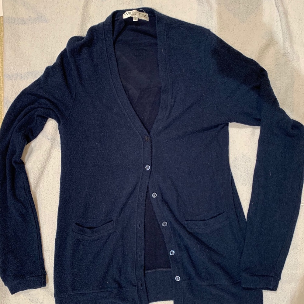 Wildfox S navy cashmere button up